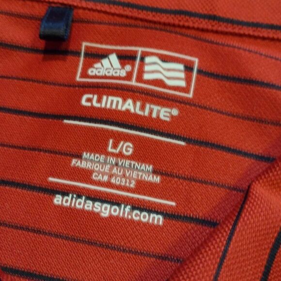 Adidas Men's Climalite Red & Black Horizontal Stripe 3 Button Polo Golf Shirt - Picture 6 of 6